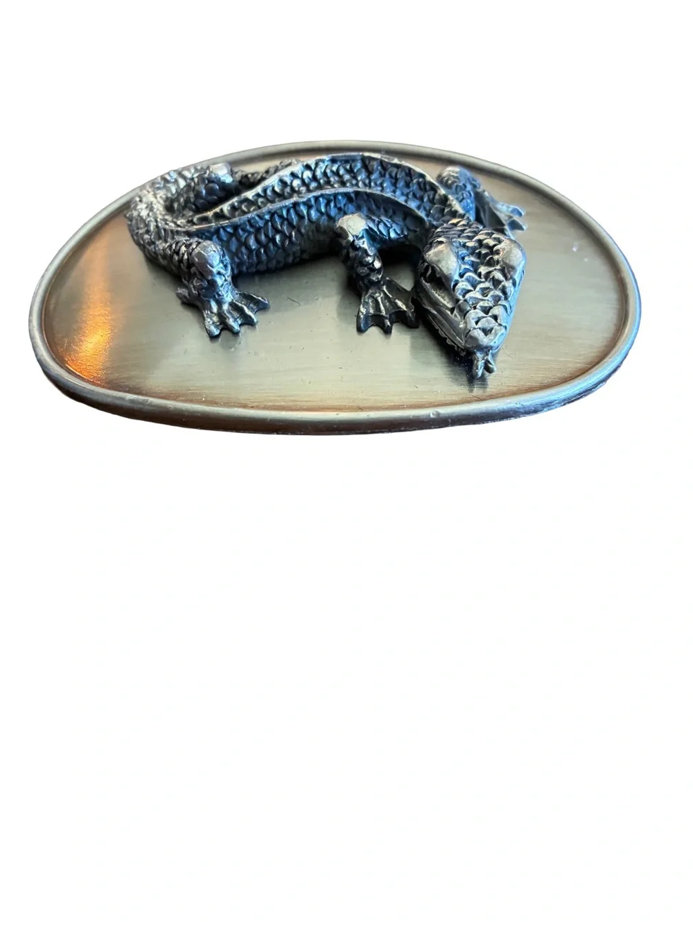 Vintage Gold Tone 3D Lizard Solid Brass Western Belt Buckle Y2K